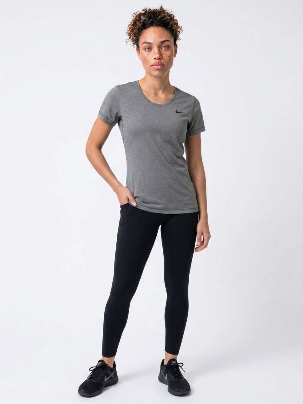 Nike Pro Women's Dri-FIT Short Sleeve Athletic Training T-Shirt Gray Size Medium